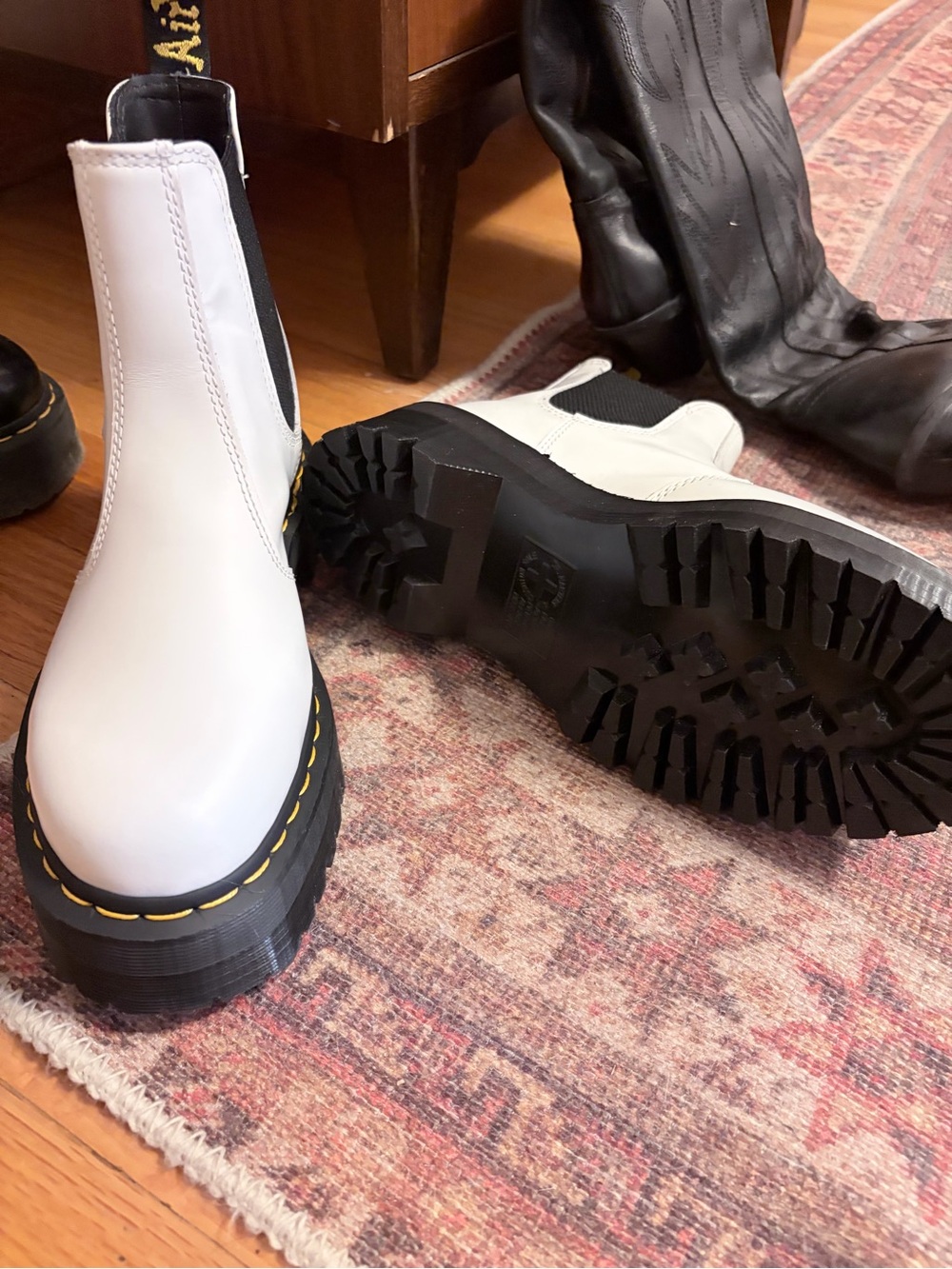 Dr. Martens White Chelsea Platform Boots - Picture 2 of 3
